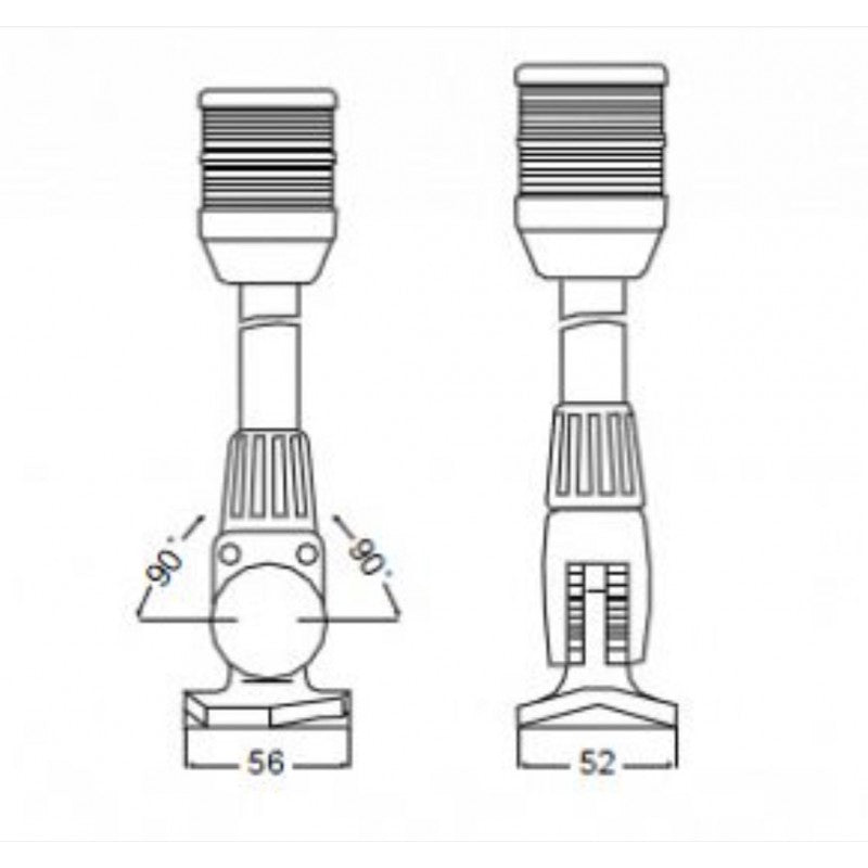 Hella Marine 2010 Series All-Round Anchor Light, 2 NM, 12V 10W Bulb, IPX6, Horizontal Fold-Down Mount, 610 mm Pole, Black Housing — Quality Boat Parts
