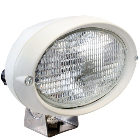 Hella Marine 6361 Series Oval 100 Halogen Deck Floodlight, 12V, 55W, H3 Bulb Included, IP6K9K, Bracket Mount, 180 Degree Rotation, 12ft Cable, White Housing — Quality Boat Parts