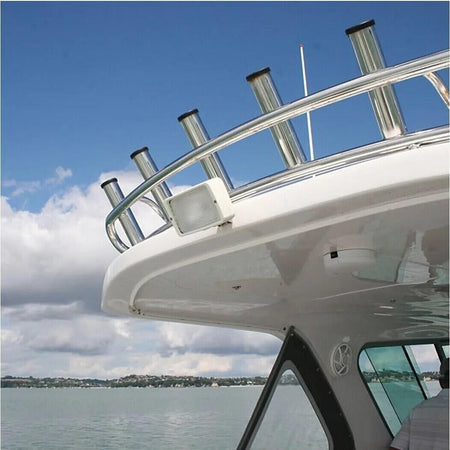 Hella Marine 8541 Series Halogen Deck Floodlight, 12V DC, 2 x 55W, Twin Free Form Reflectors, 115 Deg Adjustable Head, SS316 Mounting Hardware — Quality Boat Parts