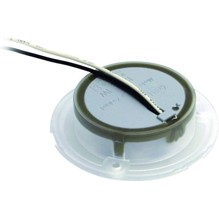 Hella Marine Slim Line Round LED Courtesy Lamp, Blue LED, Chrome Bezel, 12V DC, IP67, 4-LED, 3in Dia, 2in Cutout, 13mm Mounting Depth — Quality Boat Parts