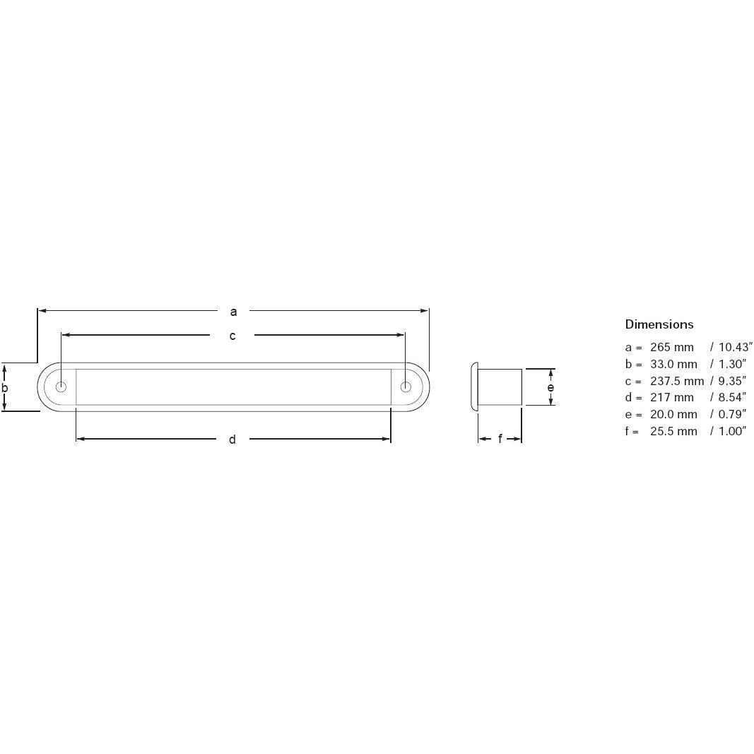 Hella Marine LED Recess Strip Lamp, 12V, White LED, Wide Rim, 265mm — Quality Boat Parts