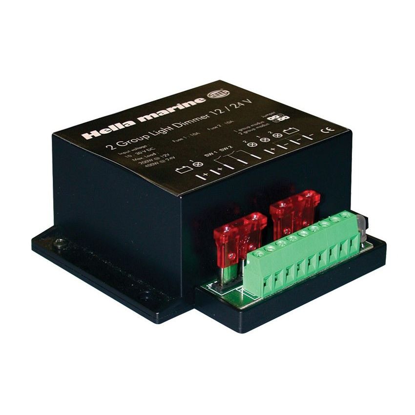 Hella Marine 2 Group Light Dimmer, For LED & Halogen Lamps, 8-30V DC, PWM, Soft-Start, Low Voltage Battery Protection — Quality Boat Parts