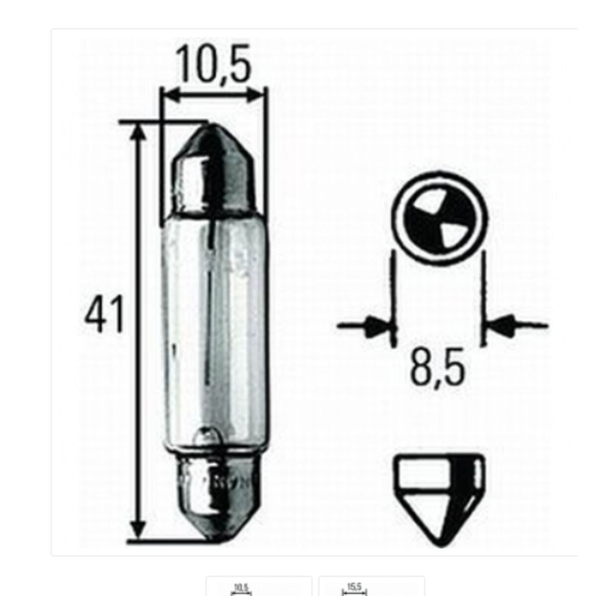 Hella Marine SV8.5-8 Base Festoon Bulb, 12V, 10W, 10x41mm, Clear — Quality Boat Parts