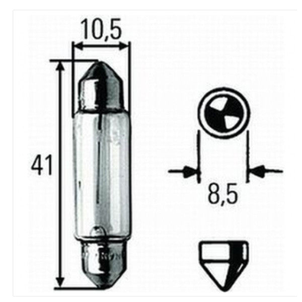 Hella Marine SV8.5-8 Festoon Bulb, 24V 10W, 11x41mm — Quality Boat Parts