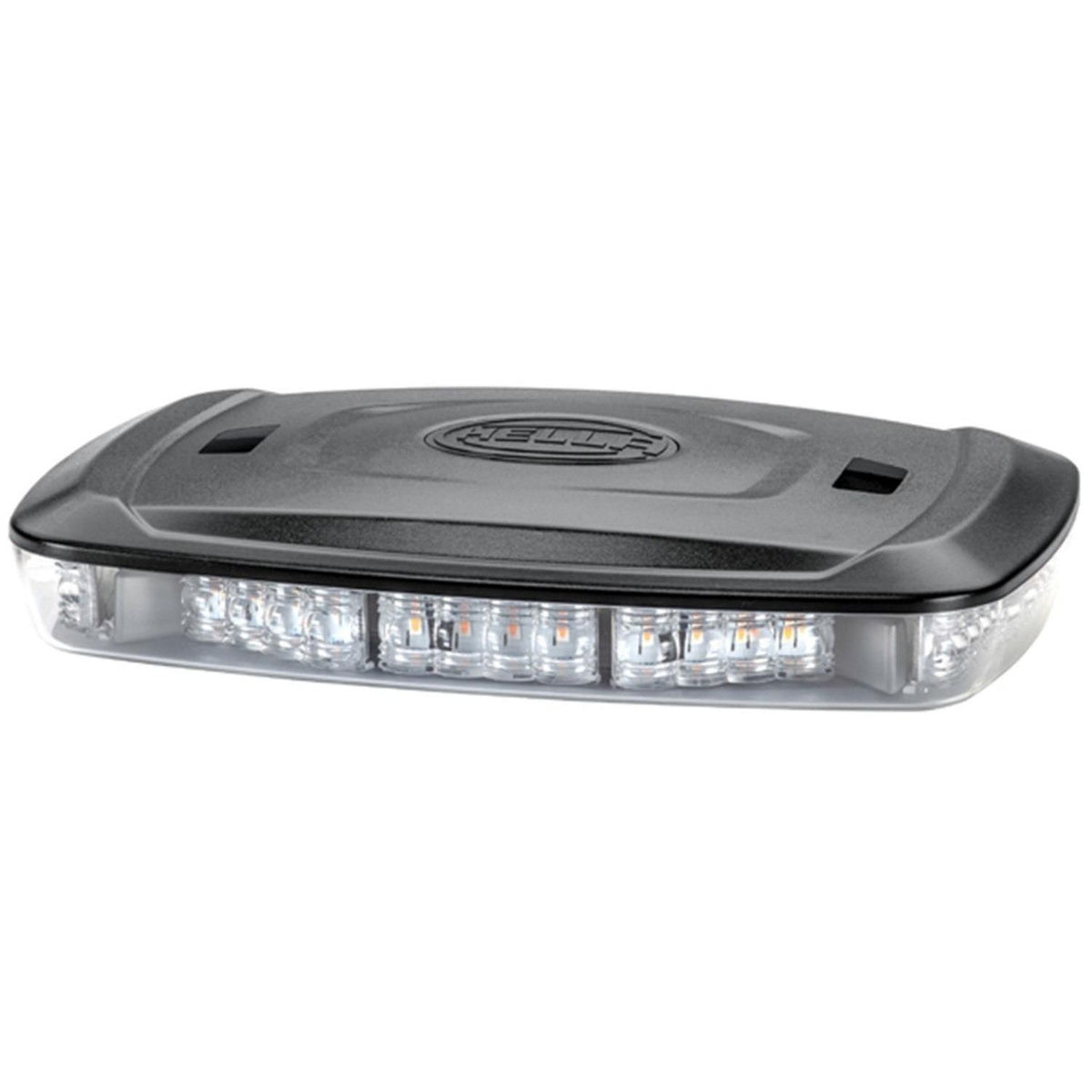 Hella Marine Mini LED Warning Lightbar, 10in, 10-30V, IP67, Magnetic Mount, Amber Light, Clear Lens, Flashing/Rotating Modes — Quality Boat Parts