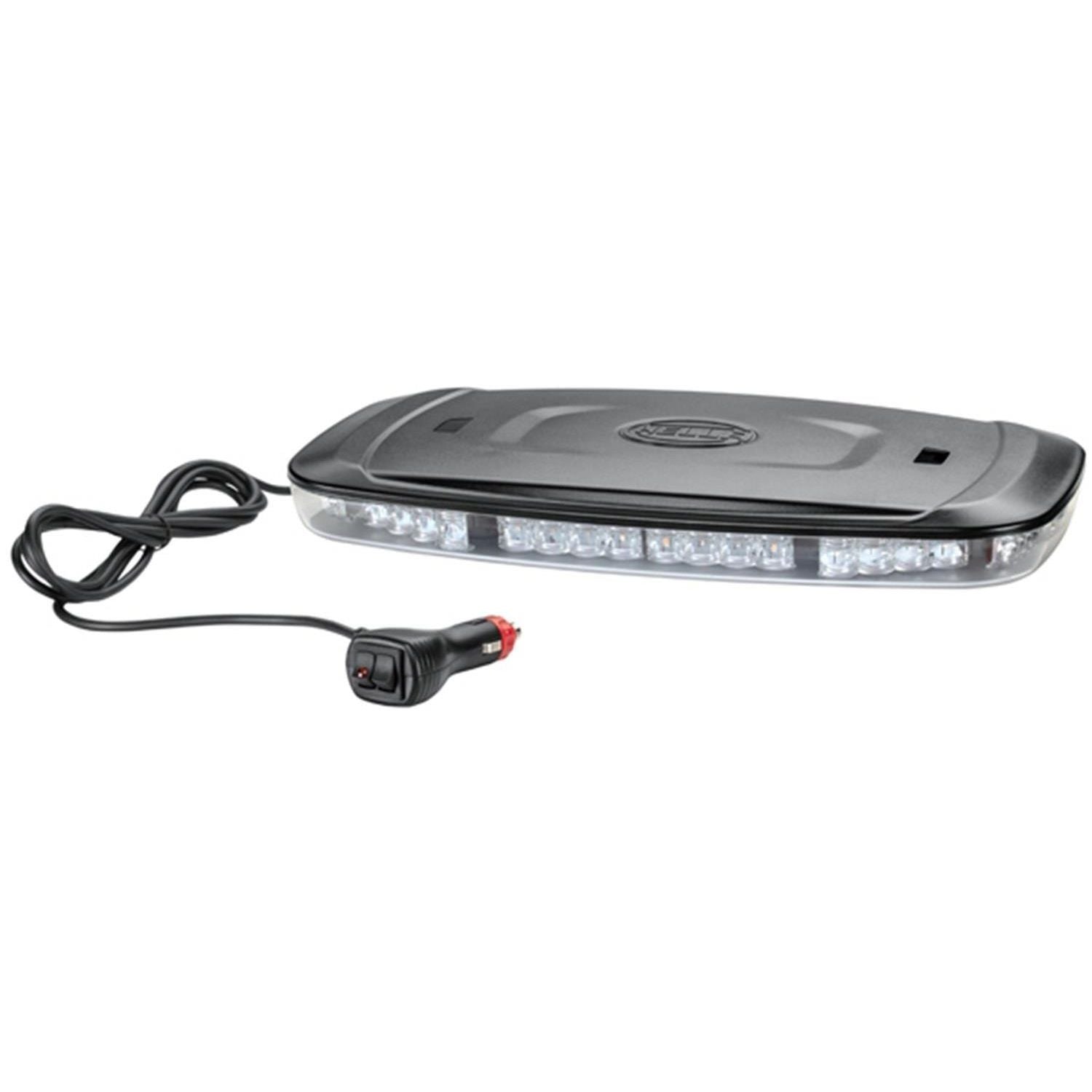 Hella Marine Mini Lightbar LED Warning Light Bar, Magnetic Mount, 10-30V, 16 in, Amber Light, Clear Lens, Flashing and Rotating, IP6K9K, SAE J845 Class 1 — Quality Boat Parts