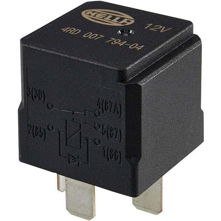Hella Marine Mini ISO Relay, 12V, 5-Pin, SPDT, 20/40A, Diode Coil Suppression, IP54 — Quality Boat Parts
