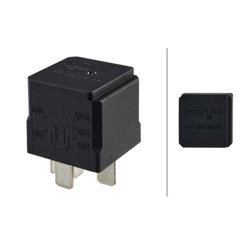 Hella Marine Mini ISO SPDT Relay, 24V, 20A N/O, 10A N/C, 6.3mm Blade Terminals, IP54 — Quality Boat Parts