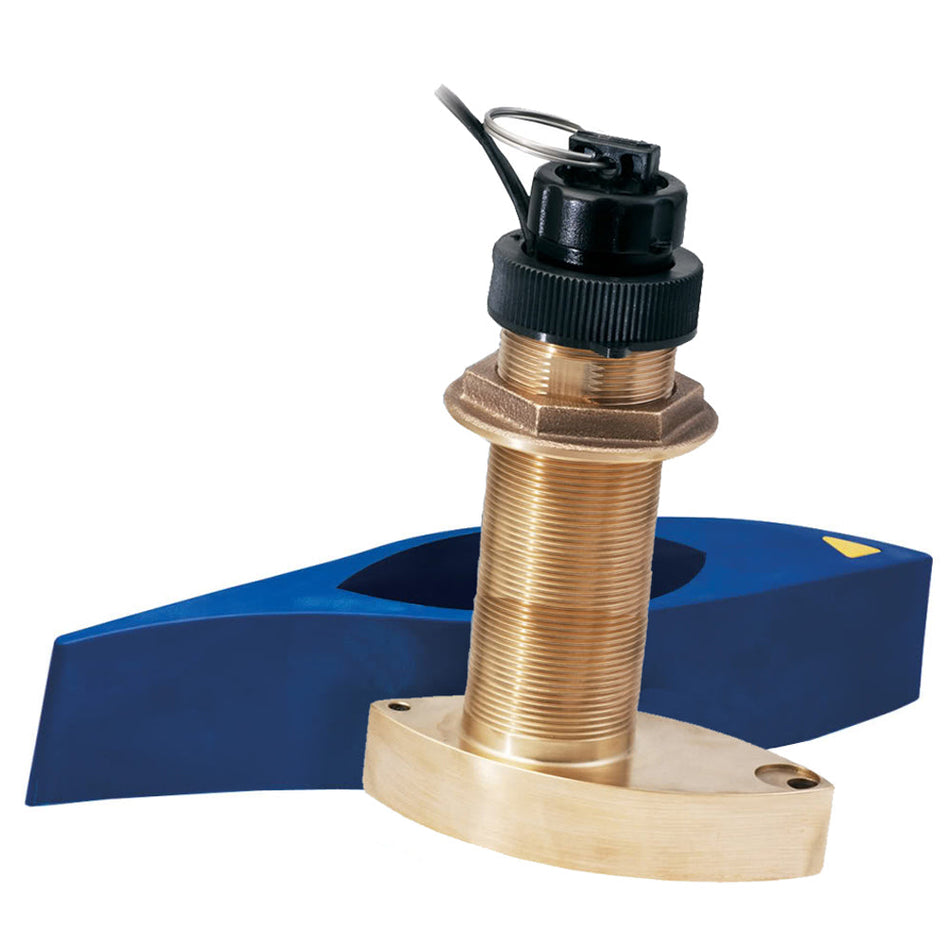 Garmin B744VL Thru-Hull Triducer Transducer, 50/200 kHz, 600W, Bronze Housing, Depth/Temp/Speed, Long Stem, 6-Pin, With Fairing Block — Quality Boat Parts