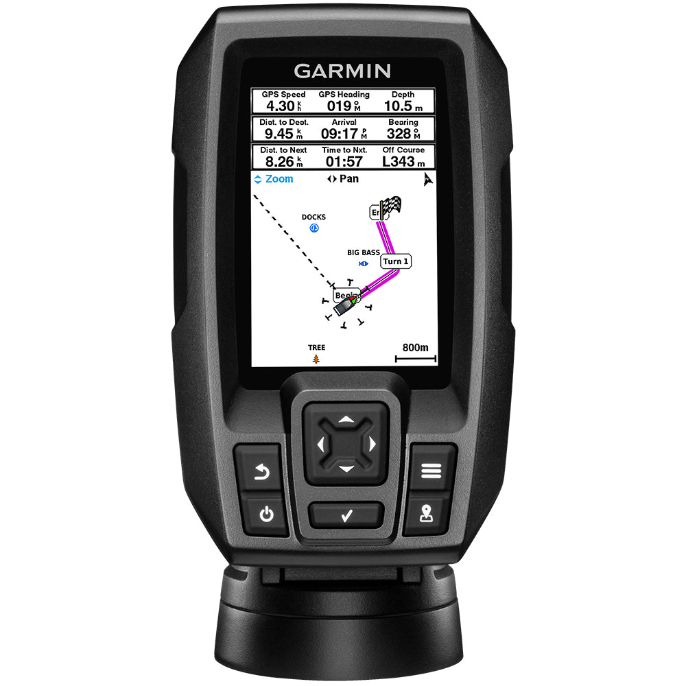 Garmin STRIKER 4 Fishfinder, Built-In GPS, 3.5 in Color Display, CHIRP 77/200 kHz 4-Pin Transducer, 200W RMS, Transom and Trolling Motor Mount Hardware, Worldwide Version — Quality Boat Parts