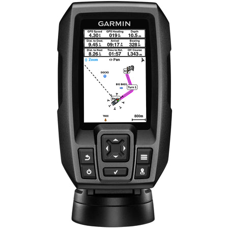 Garmin STRIKER 4 Fishfinder, Built-In GPS, 3.5 in Color Display, CHIRP 77/200 kHz 4-Pin Transducer, 200W RMS, Transom and Trolling Motor Mount Hardware, Worldwide Version — Quality Boat Parts