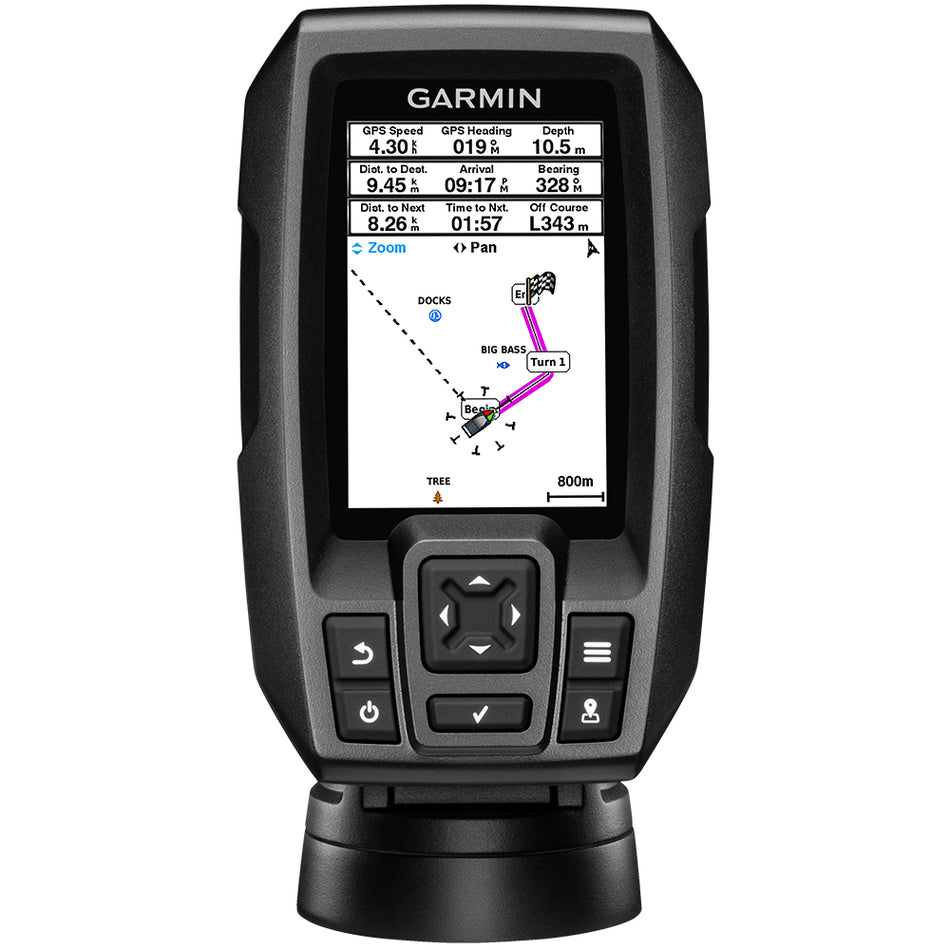 Garmin STRIKER 4 Fishfinder, Built-In GPS, 3.5 in Color Display, CHIRP 77/200 kHz 4-Pin Transducer, 200W RMS, Transom and Trolling Motor Mount Hardware, Worldwide Version — Quality Boat Parts