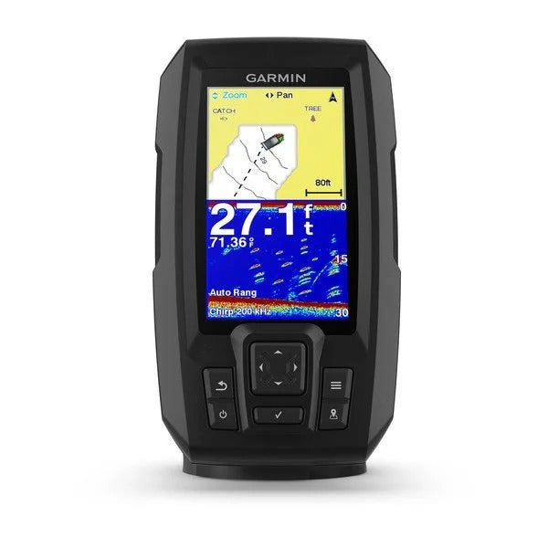 Garmin STRIKER Plus 4 GPS Fishfinder, 4.3in Display, CHIRP Traditional Sonar, Quickdraw Contours, Dual-Beam TM Transducer — Quality Boat Parts