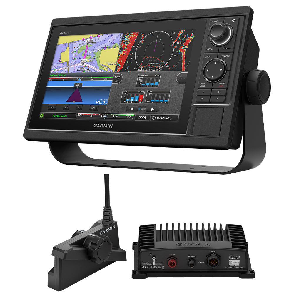 Garmin GPSMAP 1022 Chartplotter LiveScope Plus Bundle, GLS 10 Sonar Module, LVS34 Transducer, 10-Inch Display, Keyed Control — Quality Boat Parts