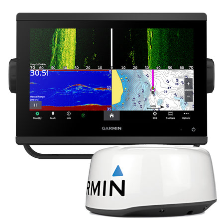 Garmin GPSMAP 943xsv GN+ Chartplotter/Fishfinder, 9in IPS Touchscreen, UHD SideVü/ClearVü, US/Canada Navionics+ Charts, 4 kW GMR 18 HD+ Radar — Quality Boat Parts