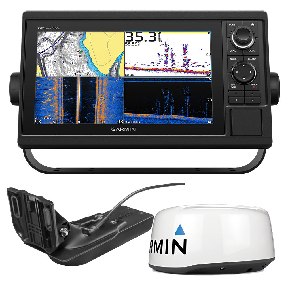 Garmin GPSMAP 1042xsv Chartplotter Fishfinder Combo, 10 in Keypad Display, GMR 18 HD+ Dome Radar, GT52-TM Transducer, CHIRP ClearVu, CHIRP SideVu, Navionics+ Charts, NMEA 2000 — Quality Boat Parts