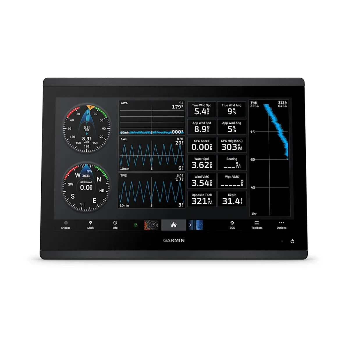 Garmin GPSMAP 1643 GN+ Chartplotter, Non-Sonar, 16 in HD IPS Touchscreen, Garmin Navionics+ Charts, NMEA 2000, IPX7 — Quality Boat Parts