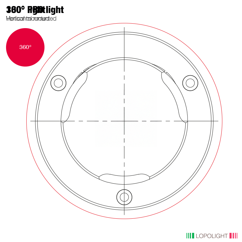 Lopolight Ice-Class 3NM 360° Red Navigation Light, IP68, 20-32VDC, De-Icing, Black Hard Coat Anodized — Quality Boat Parts