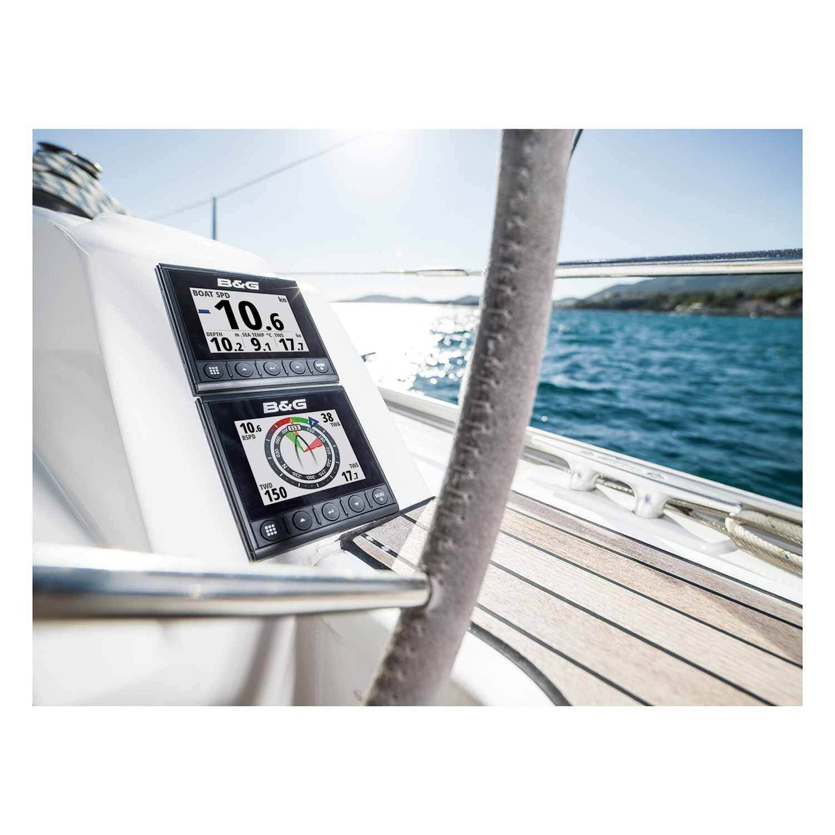 B&G Triton 2 Speed/Depth/Wind System Pack, WS310 Wired Wind Sensor, DST810 Depth/Speed/Temp Transducer, NMEA 2000 Starter Kit, 4.1in Color Display, 20m Mast Cable — Quality Boat Parts