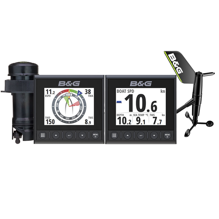 B&G Triton 2 Speed/Depth/Wireless Wind Instrument Pack, Dual 4.1 in Color Displays, DST810 Transducer, WS320 Wind Sensor, NMEA 2000 Starter Kit — Quality Boat Parts