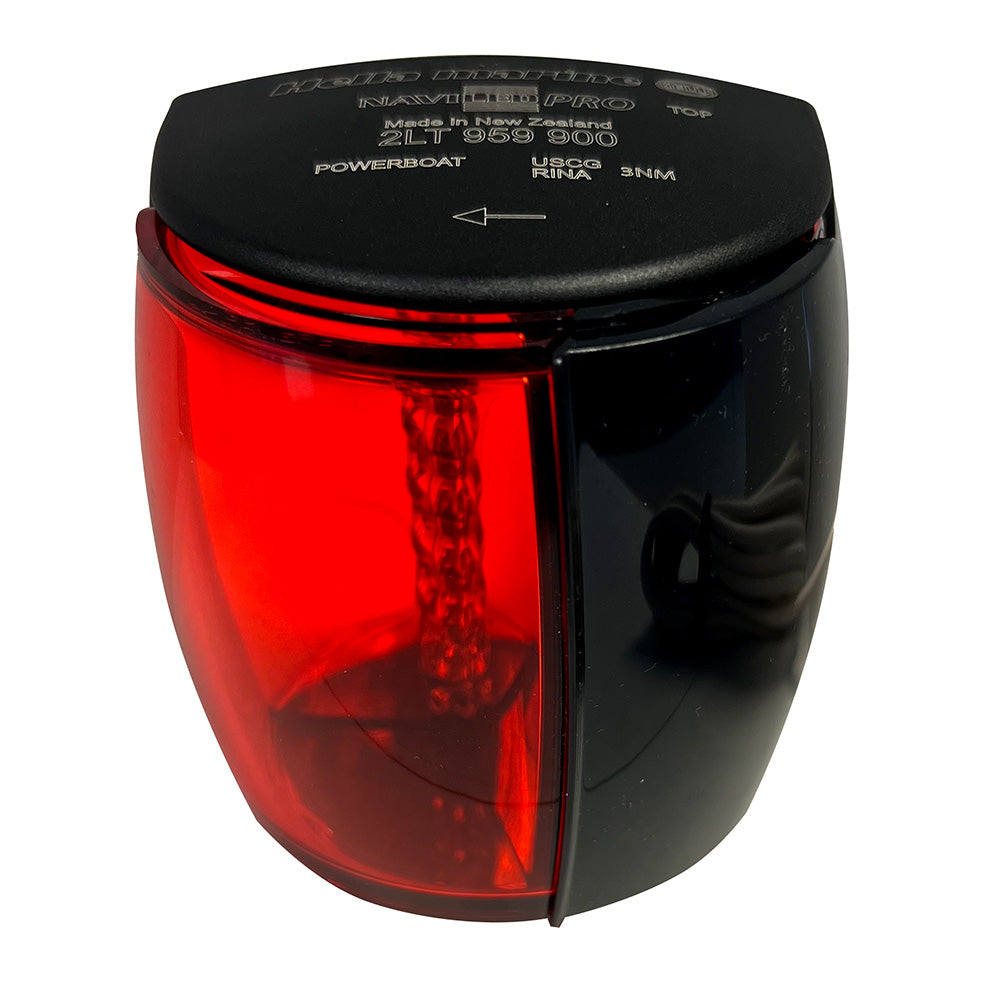 Hella Marine NaviLED PRO Port Navigation Lamp, 3NM, Red Lens, Black Housing, 9-33V DC, IP67, Pre-Wired 2.5m Tinned Cable — Quality Boat Parts