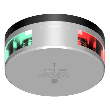 Lopolight Combined Sidelight Navigation Light, Upside-Down, 1NM, Red/Green Light, Silver Anodized Housing, IP68, 10-32VDC, Horizontal Mount, FB Base, 2.5m Cable — Quality Boat Parts