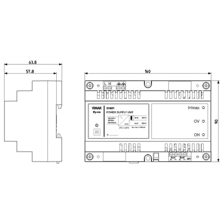 Vimar By-me Plus DIN Rail Supply Unit, 120-230V AC, 29V DC, 1280mA, Decoupling Coil, 8 Modules — Quality Boat Parts