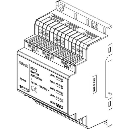 Vimar By-me Plus 4-Output Relay Actuator, 16A, 120-230V, DIN Rail — Quality Boat Parts