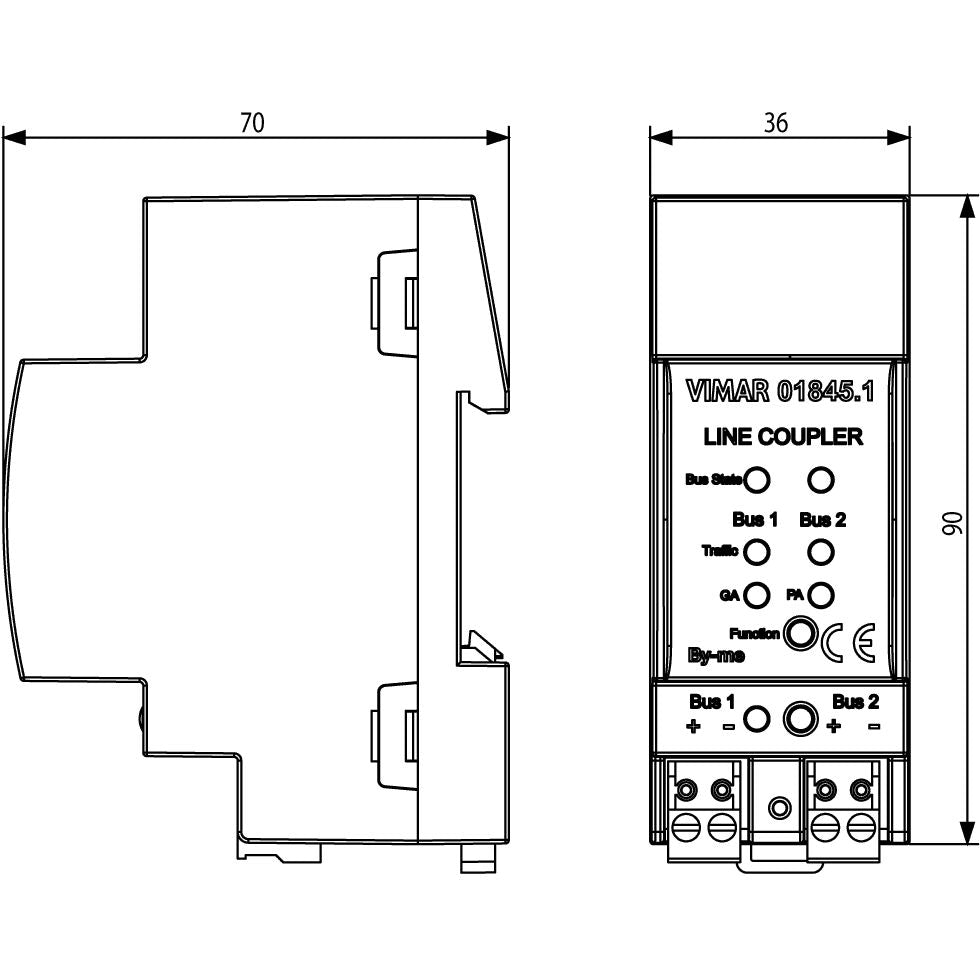 Vimar By-me Plus Line Coupler, 29V Nominal Supply, DIN Rail TH35, Electrical Isolation, Message Filtering — Quality Boat Parts