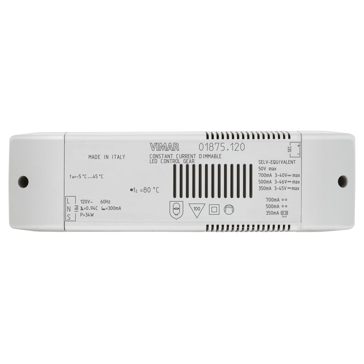 Vimar LED Driver, 120V 60Hz, 350/500/700mA, IP20, MASTER Dimmer Compatible — Quality Boat Parts