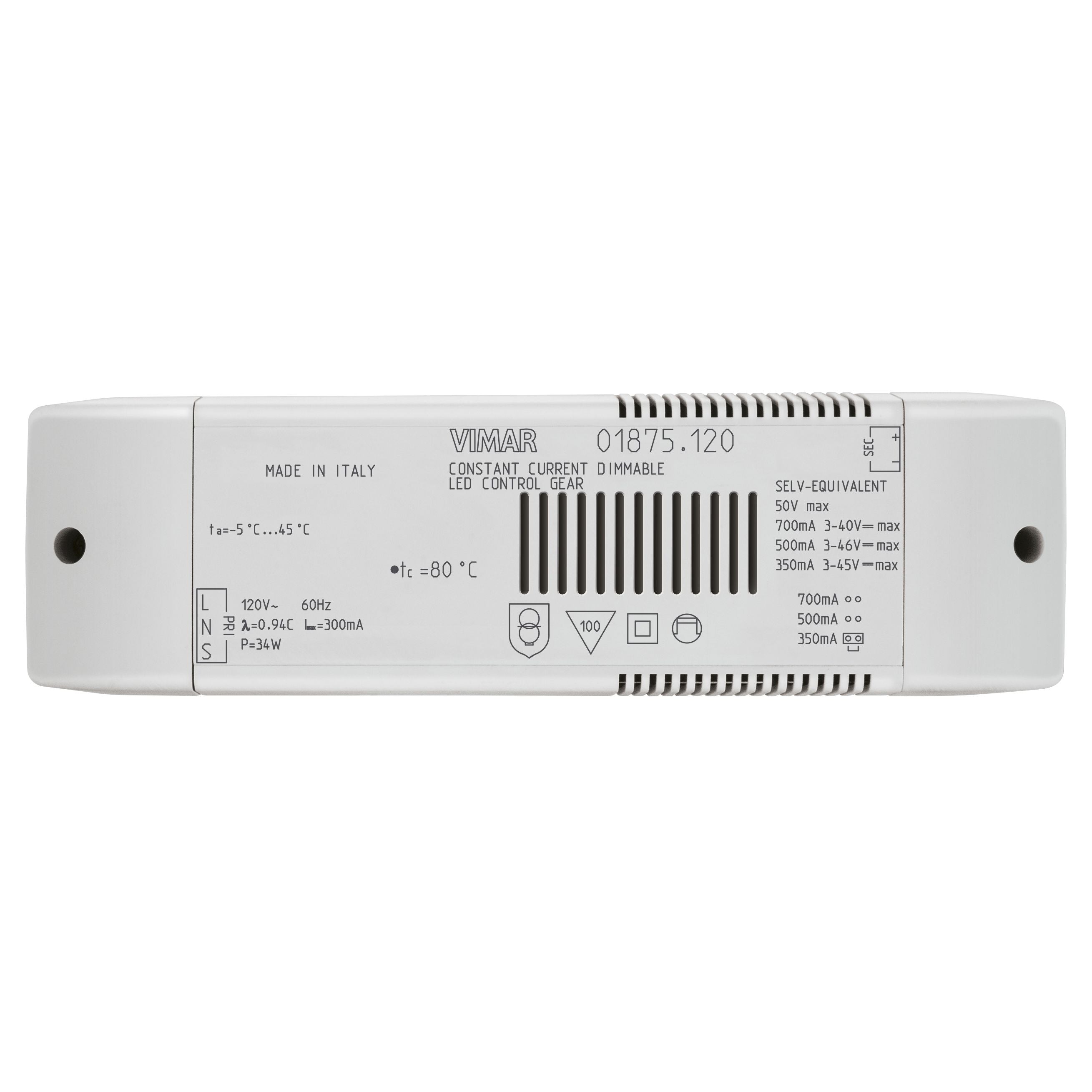 Vimar LED Driver, 120V 60Hz, 350/500/700mA, IP20, MASTER Dimmer Compatible — Quality Boat Parts