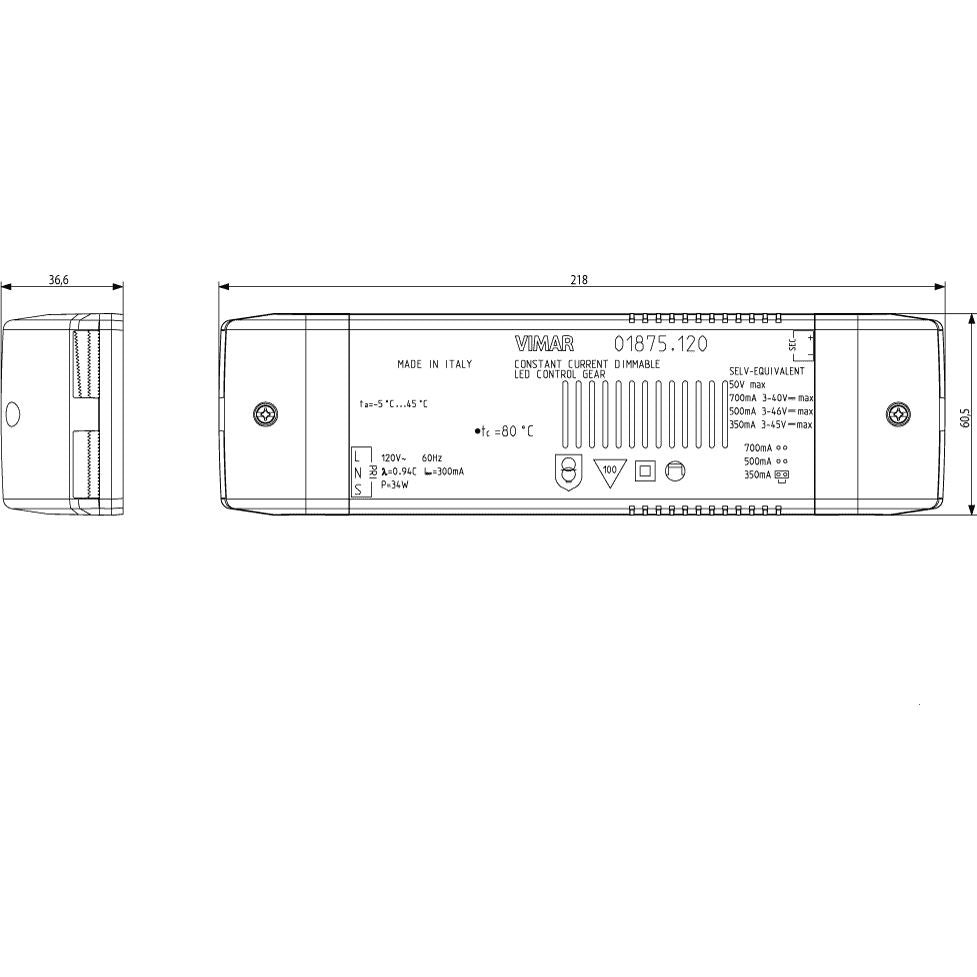 Vimar LED Driver, 120V 60Hz, 350/500/700mA, IP20, MASTER Dimmer Compatible — Quality Boat Parts