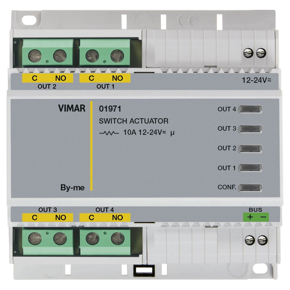 Vimar By-me Plus 4-Relay Actuator 24V, 12-24V AC/DC SELV, 10A, DIN Rail — Quality Boat Parts
