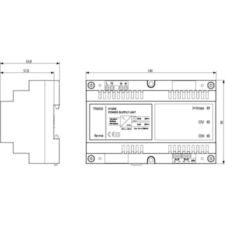 Vimar Bus Power Supply Unit, 29VDC, 1.28A, DIN Rail, Decoupling Coil — Quality Boat Parts