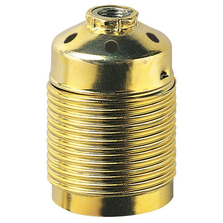 Vimar E27 Lampholder, M10x1, Earth Terminal, Threaded Skirt, Brass Finish — Quality Boat Parts