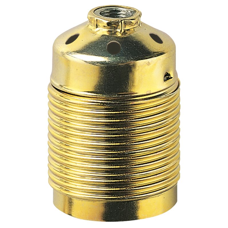 Vimar E27 Lampholder, M10x1, Earth Terminal, Threaded Skirt, Brass Finish — Quality Boat Parts
