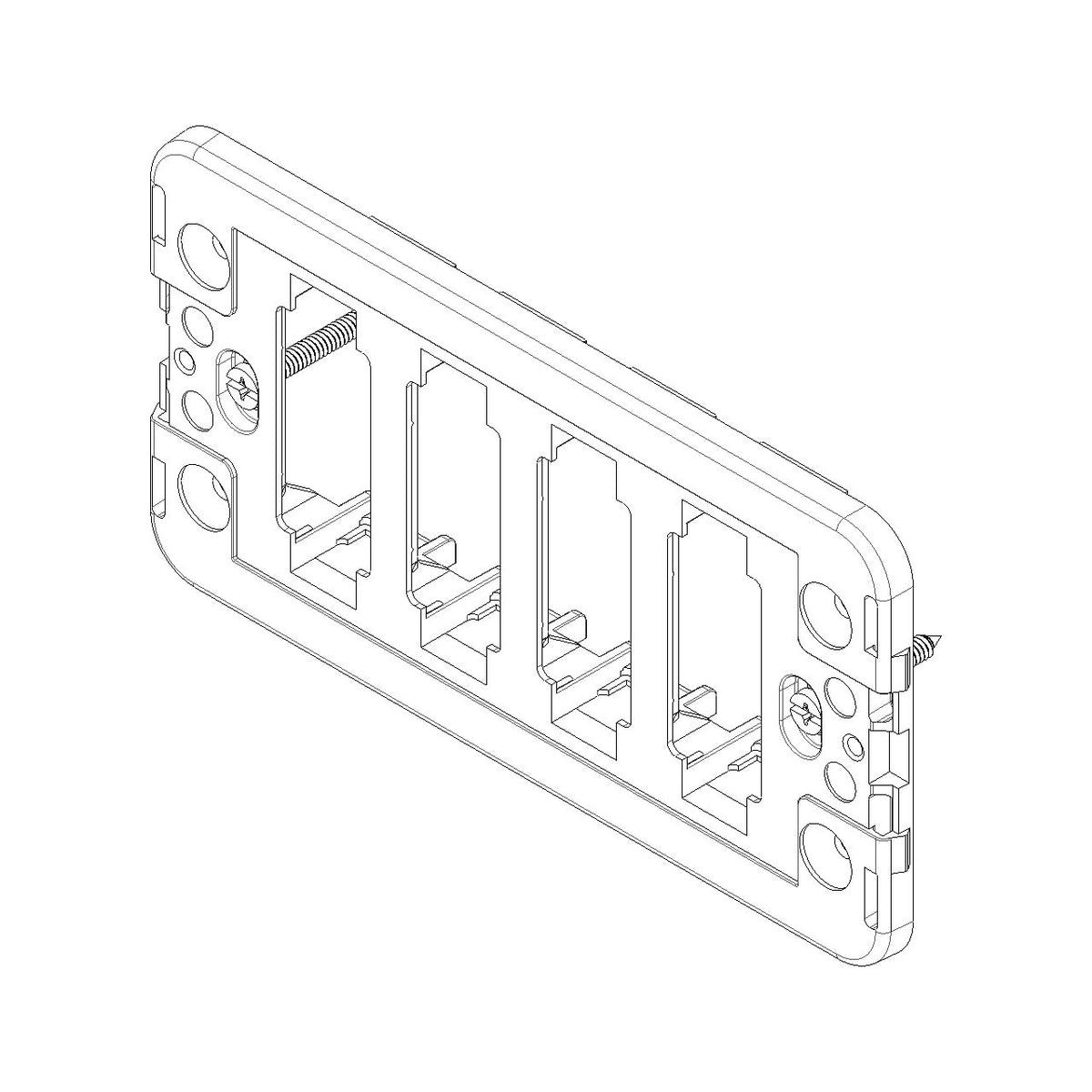 Vimar 8000 Series 4-Module Mounting Frame, for Rectangular Flush Boxes, with Screws, Thermoplastic, Horizontal/Vertical Mounting, Black — Quality Boat Parts