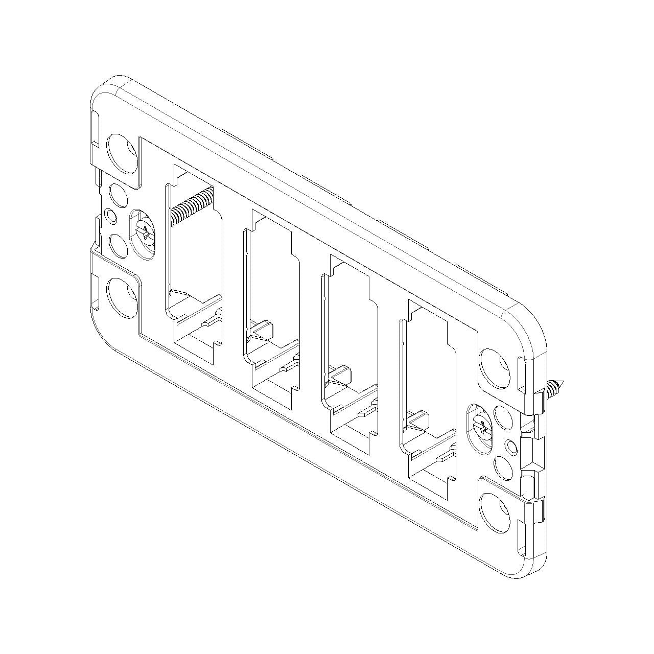 Vimar 8000 Series 4-Module Mounting Frame, for Rectangular Flush Boxes, with Screws, Thermoplastic, Horizontal/Vertical Mounting, Black — Quality Boat Parts