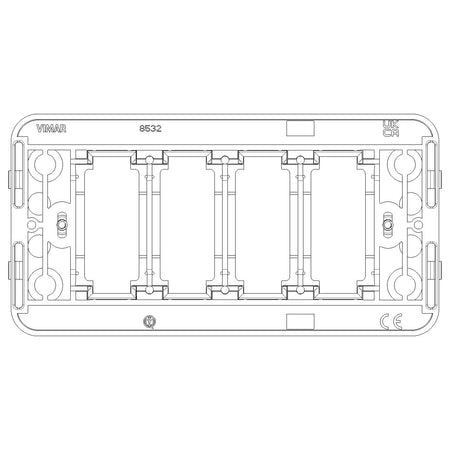 Vimar 8000 Series 4-Module Mounting Frame, for Rectangular Flush Boxes, with Screws, Thermoplastic, Horizontal/Vertical Mounting, Black — Quality Boat Parts