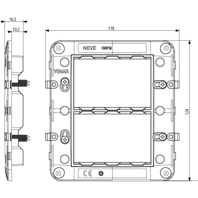 Vimar Neve Up 6-Module (3+3) Mounting Frame, For 09996 Flush-Mount Box, With Screws — Quality Boat Parts