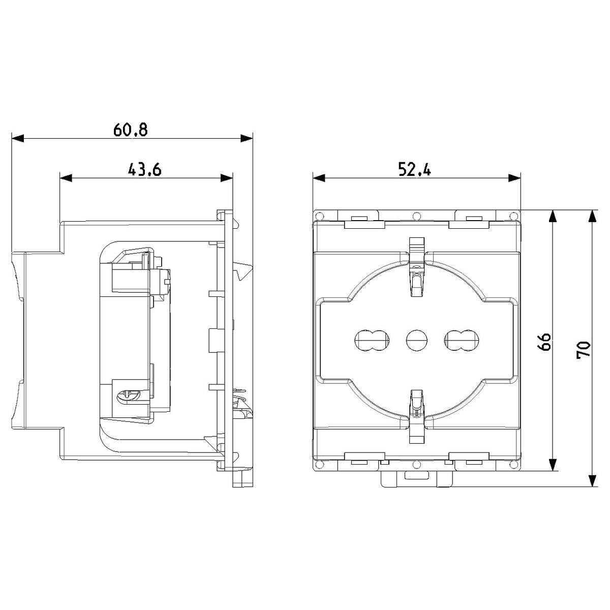 Vimar SICURY DIN Rail Socket Outlet, 2P+E, 16A 250V, Italian P40 — Quality Boat Parts