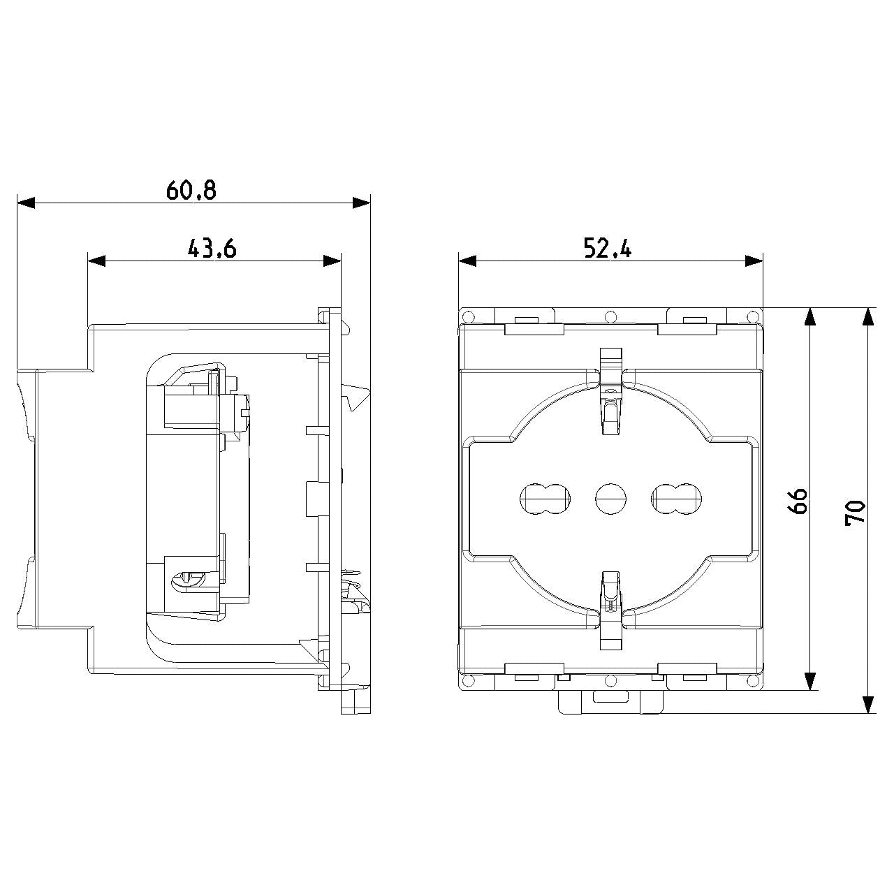 Vimar SICURY DIN Rail Socket Outlet, 2P+E, 16A 250V, Italian P40 — Quality Boat Parts