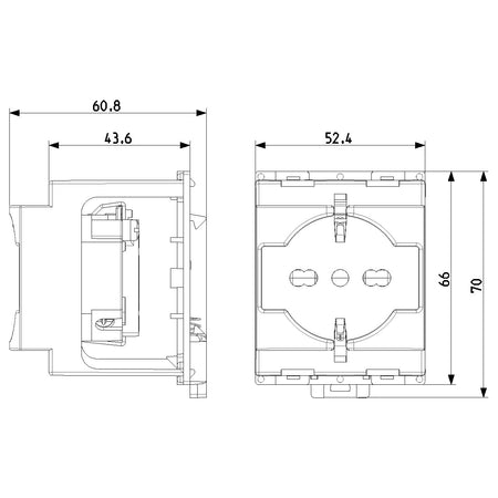 Vimar SICURY DIN Rail Socket Outlet, 2P+E, 16A 250V, Italian P40 — Quality Boat Parts