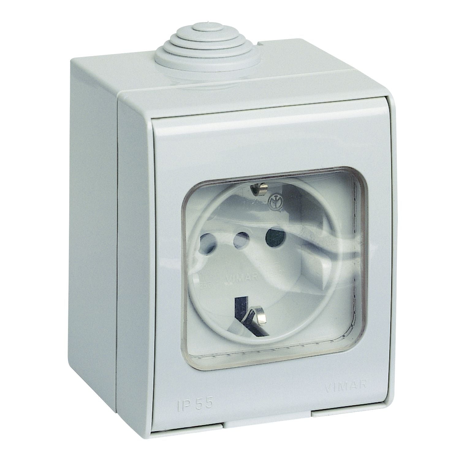 Vimar Linea Classica SICURY Socket Outlet, Italian P30 Standard, IP55, 2P+E, 16A 250V, Surface-Mount Box, Grey Housing — Quality Boat Parts
