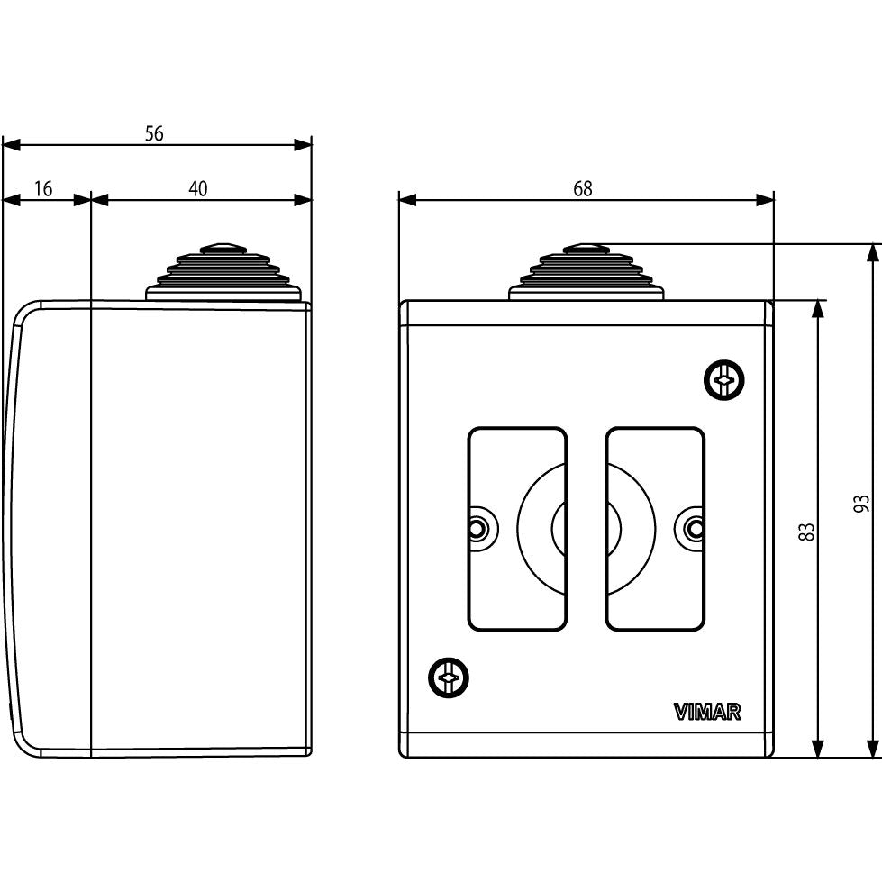 Vimar 8000 IP40 2-Module Surface Enclosure, RAL 7035 Ivory — Quality Boat Parts
