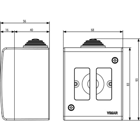 Vimar 8000 IP40 2-Module Surface Enclosure, RAL 7035 Ivory — Quality Boat Parts