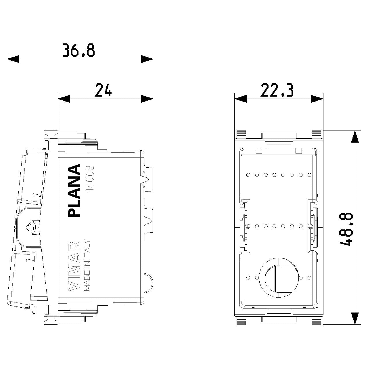 Vimar Plana 1P NO Push Button Mechanism, For 1-3 Module Buttons, 10A 250V, Lightable, Flush Mount, IP40, Halogen-Free — Quality Boat Parts