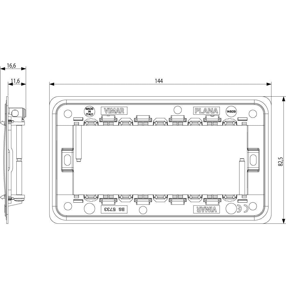 Vimar Plana 5-Module Mounting Frame, British Standard, With Screws — Quality Boat Parts
