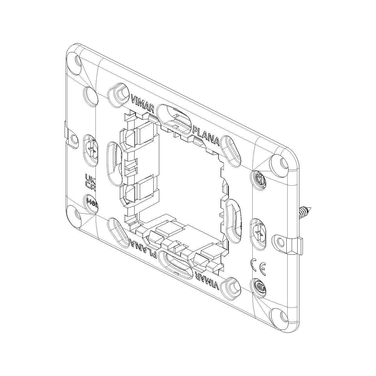 Vimar Plana 2-Central-Module Mounting Frame, With Screws, 60 mm Fixing Centres — Quality Boat Parts
