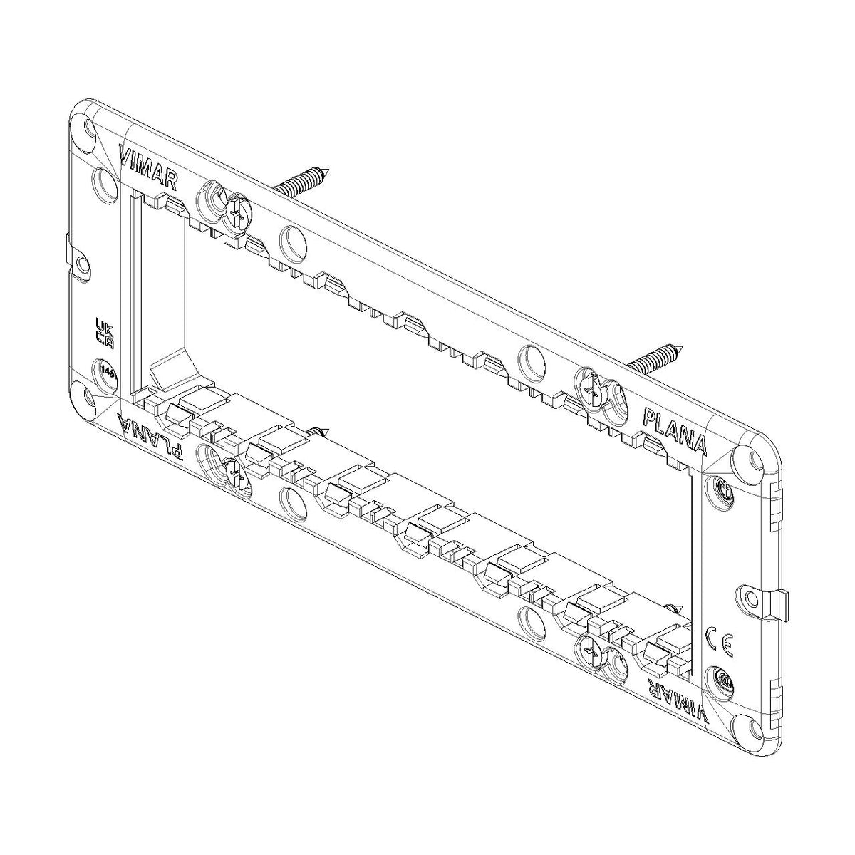 Vimar Plana 7-Module Mounting Frame, For 6/7-Module Boxes, Flush-Mount, With Screws — Quality Boat Parts